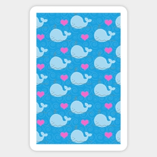 Little Blue Whales with Pink Hearts Sticker